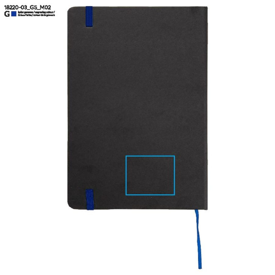Carnet quadrillé KORYO A5: Zone de marquage arrière · Gravure laser