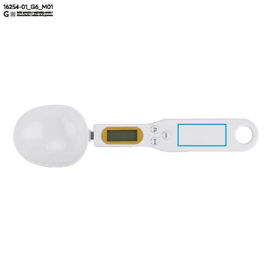 Cuillère avec balance électronique SPOONI: Zone de marquage avant · Gravure laser