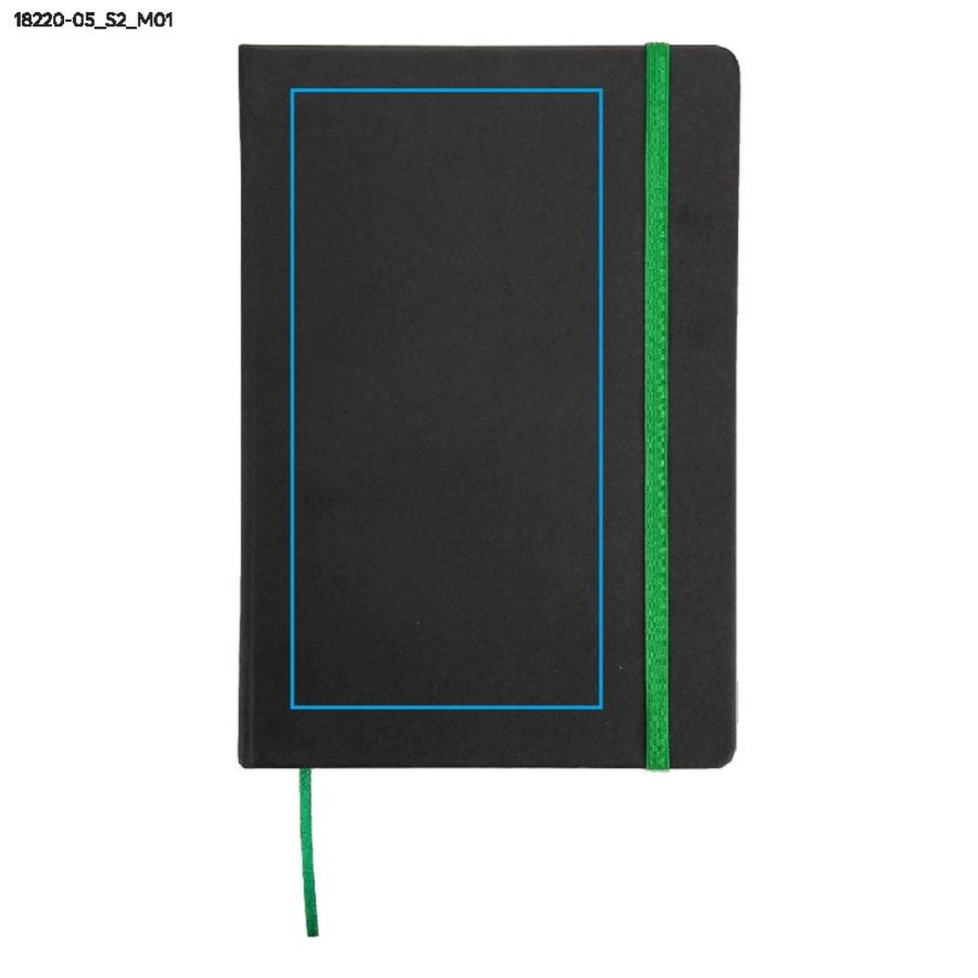Carnet quadrillé KORYO A5: Zone de marquage avant · Sérigraphie