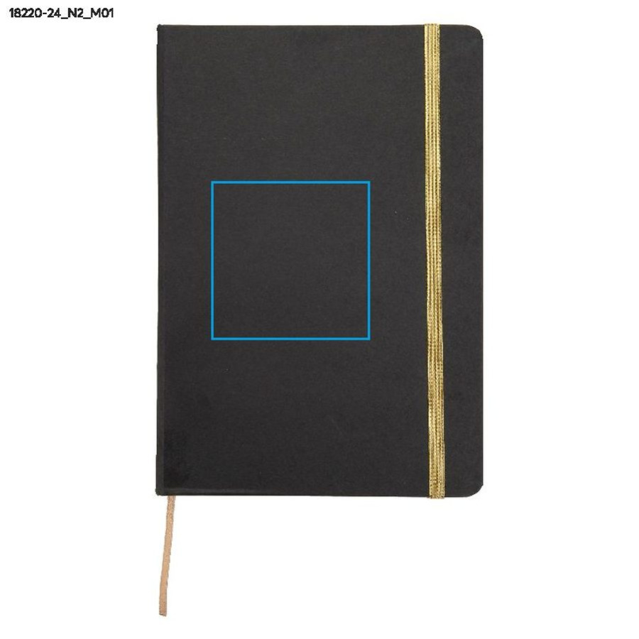Carnet quadrillé KORYO A5: Zone de marquage avant · Tampographie