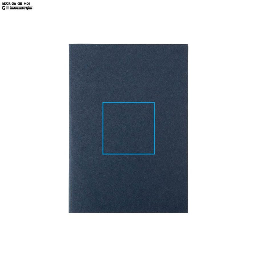 Carnet DENIM A5: Zone de marquage avant · Gravure laser