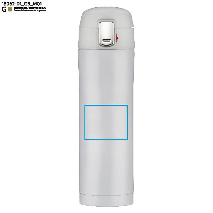 Mug isotherme LOCK MAT de 440 ml: Zone de marquage avant · Gravure laser