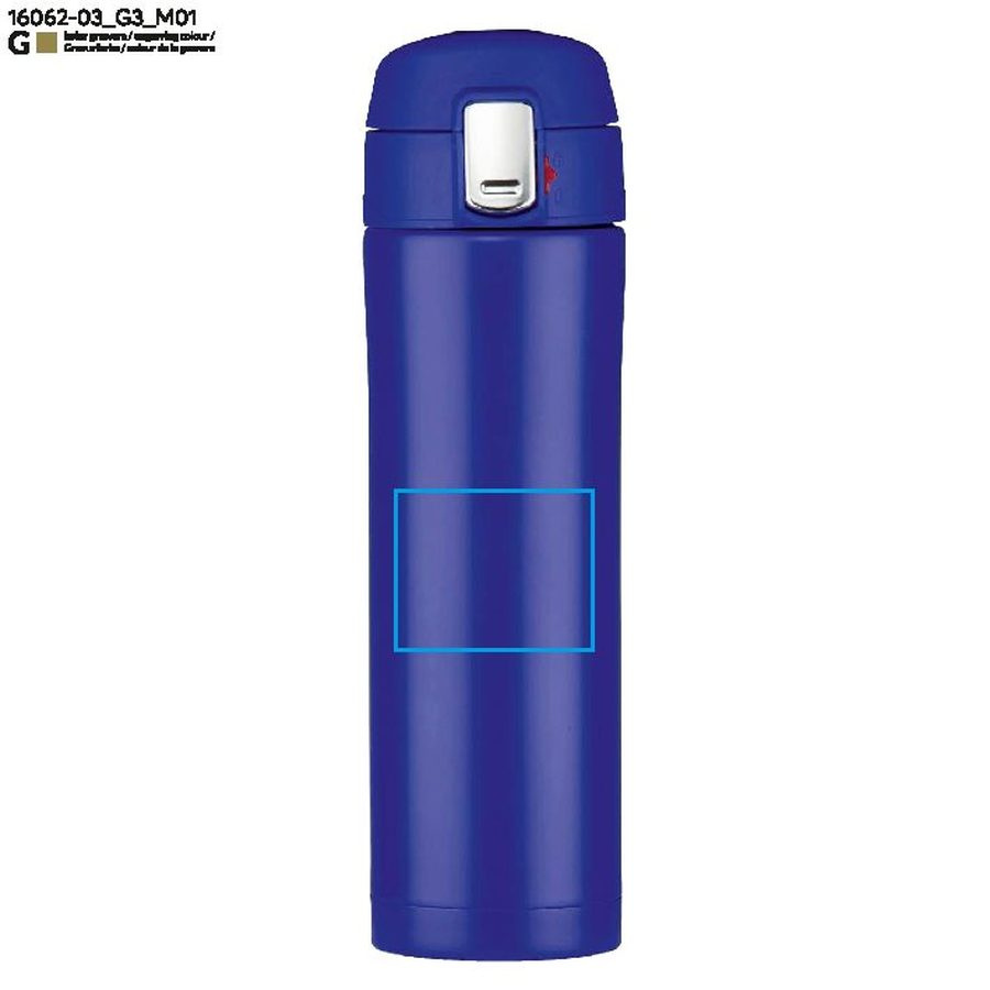 Mug isotherme LOCK MAT de 440 ml: Zone de marquage avant · Gravure laser