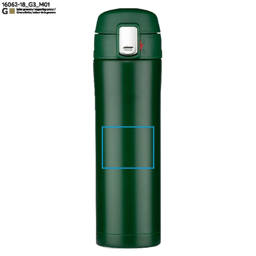 Mug isotherme LOCK MAT de 440 ml: Zone de marquage avant · Gravure laser