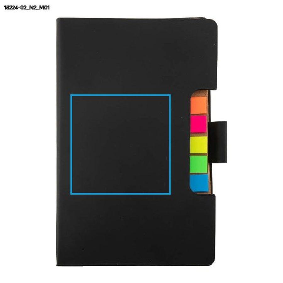 Carnet STIKLO A6 avec notes adhésives: Zone de marquage avant · Tampographie