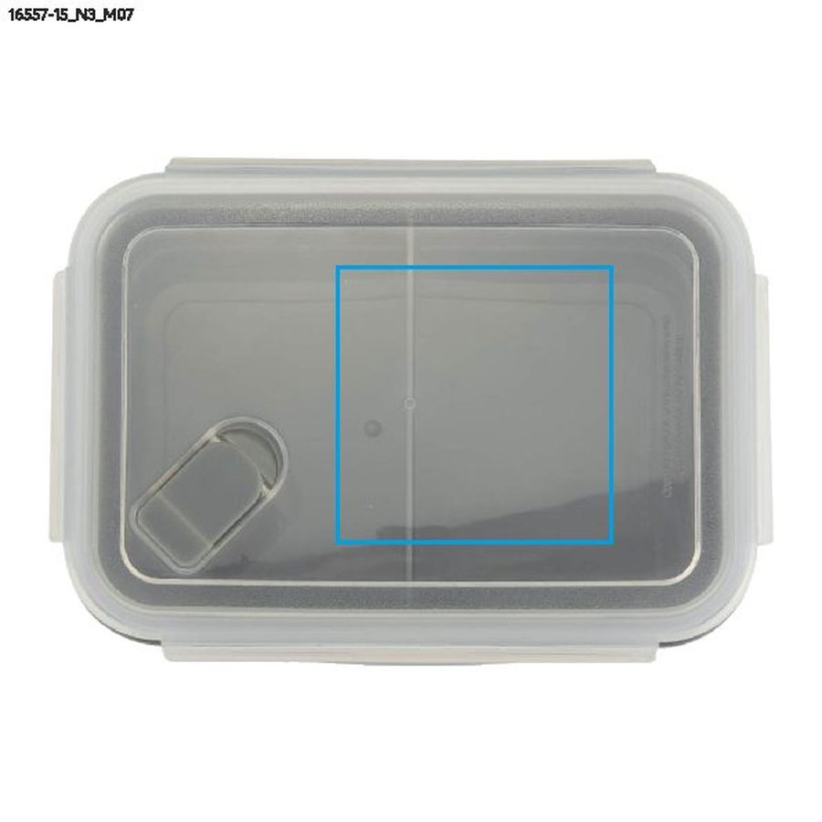 Boîte déjeuner SMACZI de 800 ml: Zone de marquage top · Tampographie
