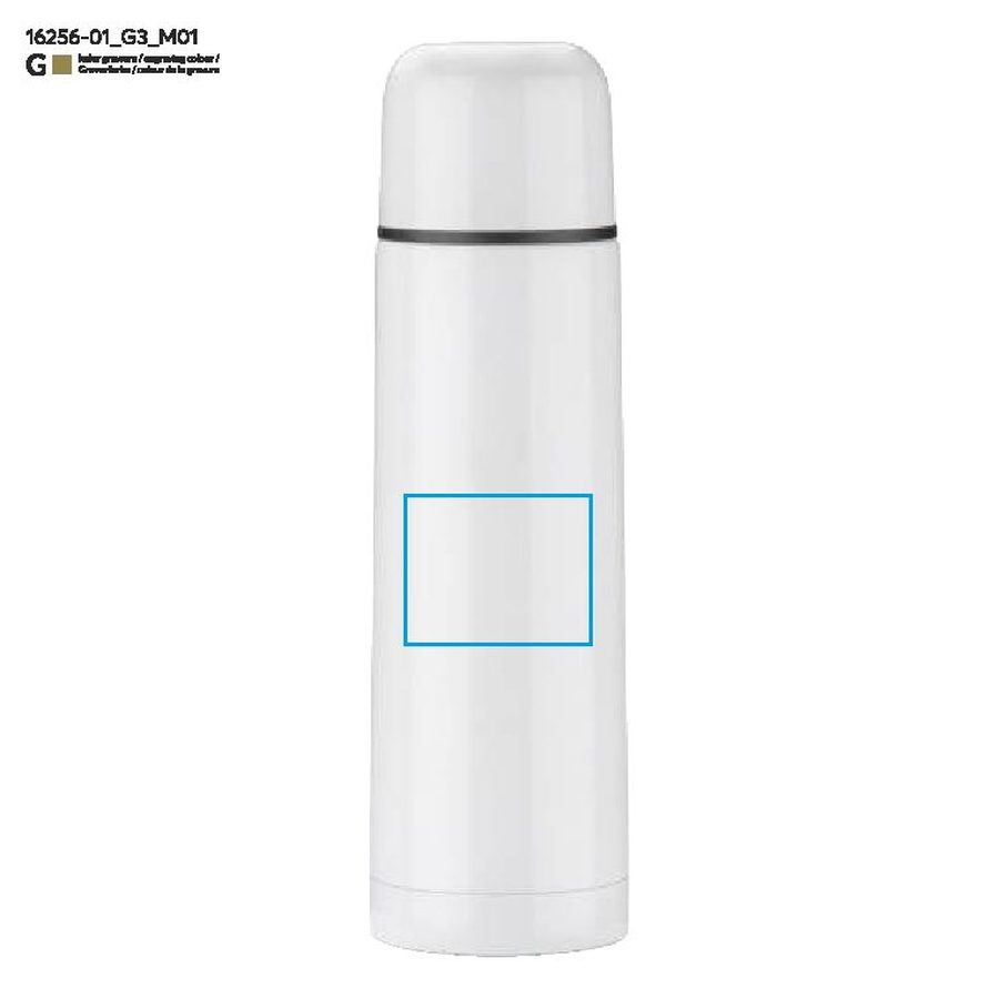 Thermos VARMO de 500 ml: Zone de marquage avant · Gravure laser