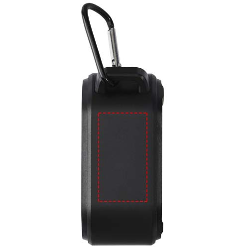 Solo 3W IPX5 Solar Bluetooth®-Lautsprecher aus recyceltem RCS Kunststoff mit Karabinerhaken : Right side · Padprint