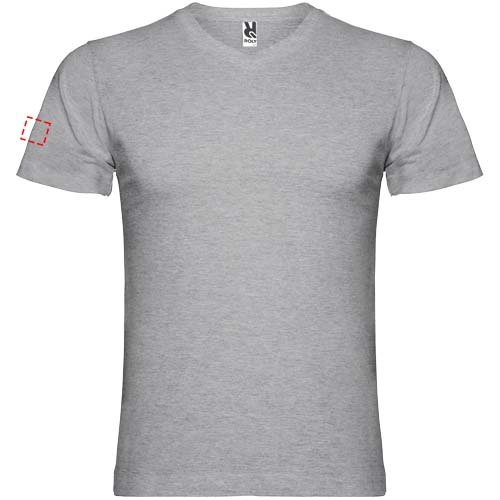 Samojedo vīriešu t-krekls ar īsām piedurknēm v veida kakla izgriezumā: Right bicep · Embroidery fixed
