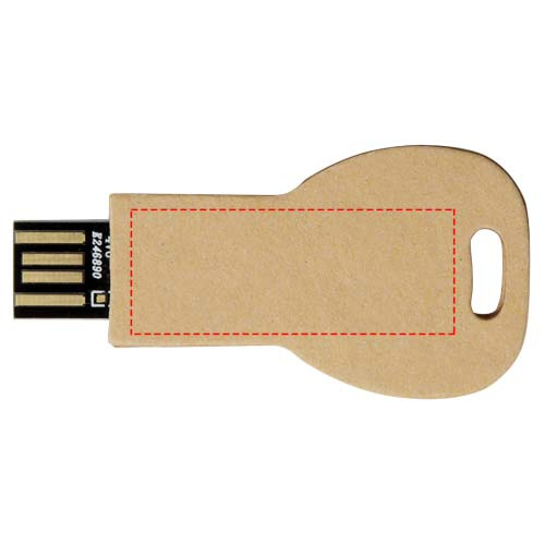 Clé USB 2.0 en papier recyclé en forme de clé: Face arrière · Sérigraphie