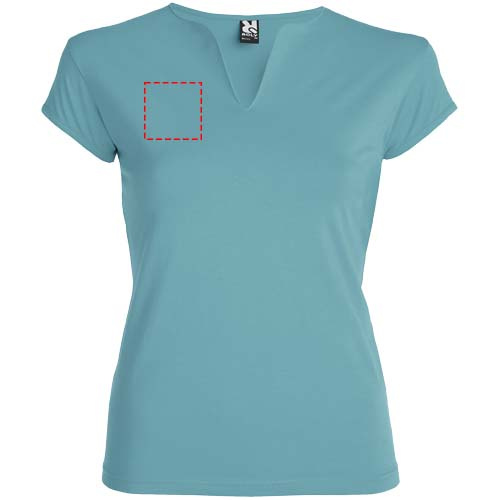 Belice sieviešu t-krekls ar īsām piedurknēm: Right chest · Embroidery fixed