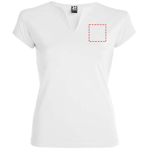 Belice sieviešu t-krekls ar īsām piedurknēm: Left chest · Embroidery fixed