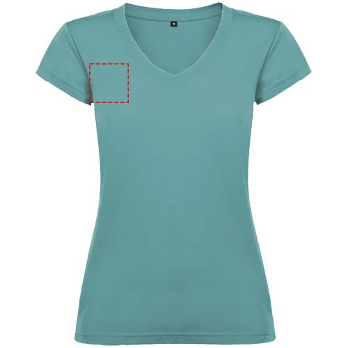 T-shirt Victoria à col en V et manches courtes pour femme: Poitrine droite · Transfert DTF