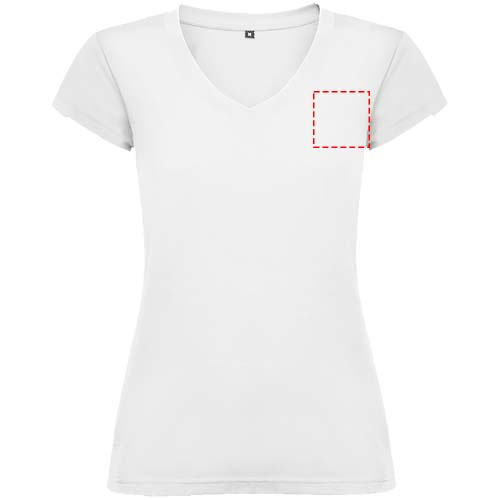 T-shirt Victoria à col en V et manches courtes pour femme: Poitrine gauche · Transfert DTF