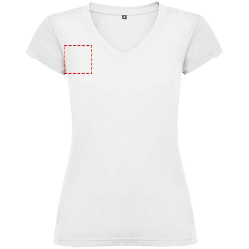 T-shirt Victoria à col en V et manches courtes pour femme: Poitrine droite · Transfert DTF