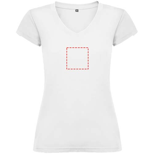 T-shirt Victoria à col en V et manches courtes pour femme: Impact – toute la face avant · Broderie — variante « fixed »