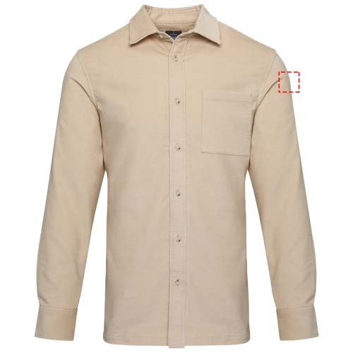 Chemise unisexe en velours côtelé Alum: Biceps gauche · Broderie — variante « fixed »