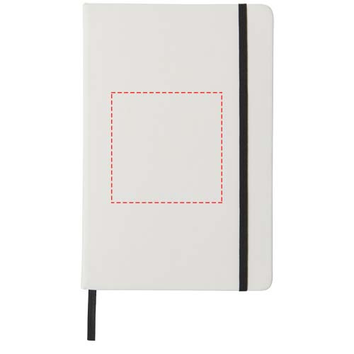 Carnet blanc A5 avec élastique coloré Spectrum: Face avant · Marquage à chaud