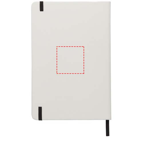 Carnet blanc A5 avec élastique coloré Spectrum: Face avant · Tampographie