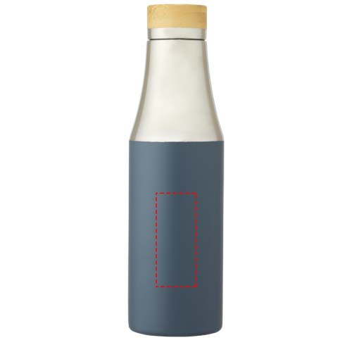 Bouteille en acier inoxydable 540 ml à isolation sous vide avec couche de cuivre et couvercle en bambou Hulan: Face avant · Tampographie