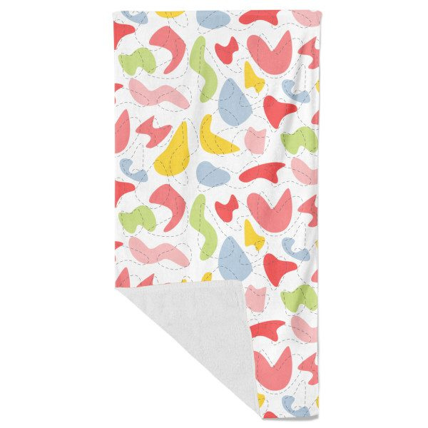 Printed cotton-polyester towel with sewn edge: Full product surface