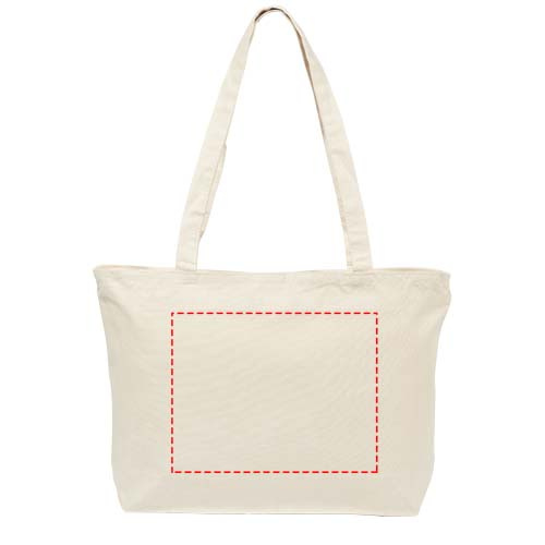 Sac cabas zippé en coton 320 g/m² de 15 l Ningbo: Face avant · Broderie — variante « fixed »