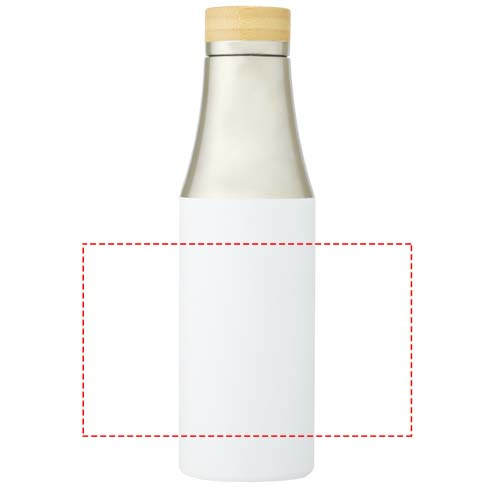 Bouteille en acier inoxydable 540 ml à isolation sous vide avec couche de cuivre et couvercle en bambou Hulan: Tout autour · Sérigraphie circulaire