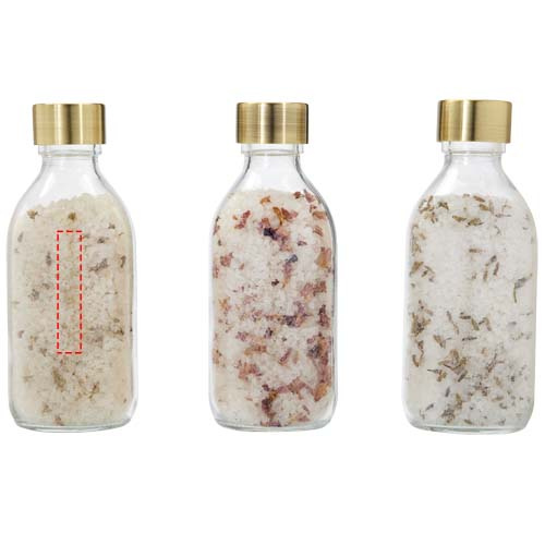 Wellmark Just Relax 3-piece 200 ml bath salt gift set: 1st bottle · Laser engraving