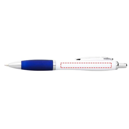 Stylo à bille Nash à corps blanc et grip coloré: Toute la longueur du corps · Tampographie