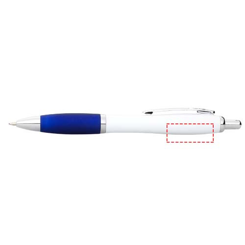 Stylo à bille Nash à corps blanc et grip coloré: Tout autour · Sérigraphie circulaire