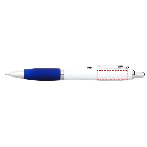 Stylo à bille Nash à corps blanc et grip coloré: Partie la plus épaisse du corps · Tampographie