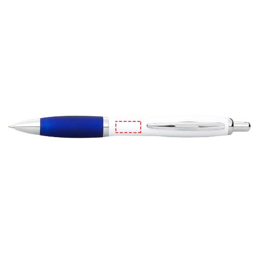 Stylo à bille Nash à corps blanc et grip coloré: À côté du clip · Tampographie