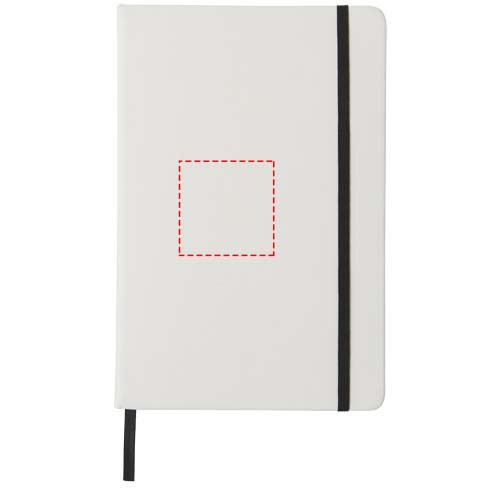 Carnet blanc A5 avec élastique coloré Spectrum: Face avant · Impression numérique brillante