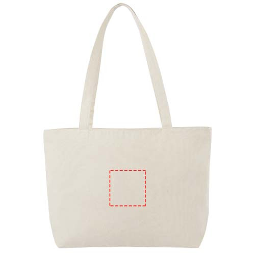 Sac cabas zippé en coton 320 g/m² de 15 l Ningbo: Face arrière · Broderie — variante « fixed »