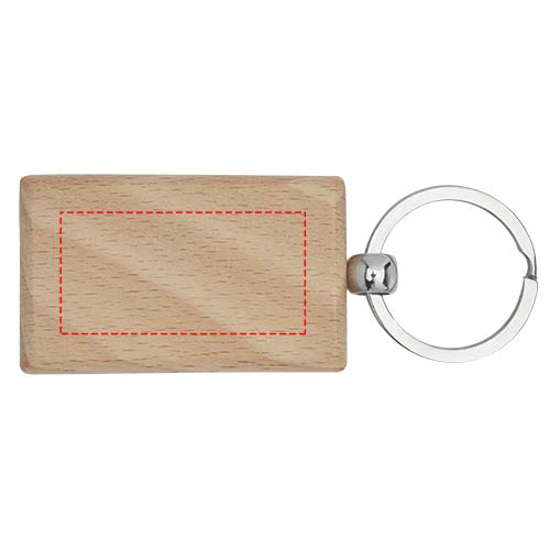Porte-clés rectangulaire en hêtre Gian: Face avant · Tampographie