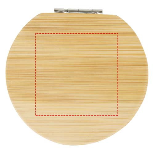 Miroir de poche en bambou Afrodit: Couvercle · Tampographie