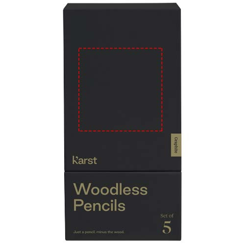 Lot de 5 crayons graphite 2B sans bois Karst®: Face avant · Sérigraphie