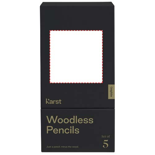 Lot de 5 crayons graphite 2B sans bois Karst®: Face avant · Autocollant imprimé en numérique