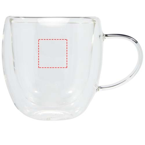 Ensemble de 2 verres à double paroi 250 ml avec dessous de verre en bambou Manti : Verre 1 · Tampographie