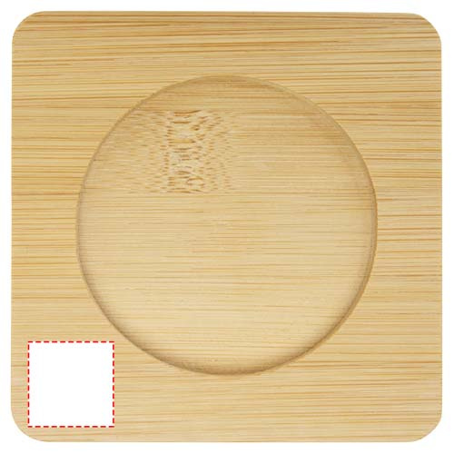 Ensemble de 2 verres à double paroi 250 ml avec dessous de verre en bambou Manti : Support 1 · Doming en quadrichromie