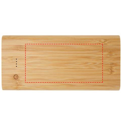 Batterie externe 10 000 mAh en bambou Tulda: Face avant · Gravure laser