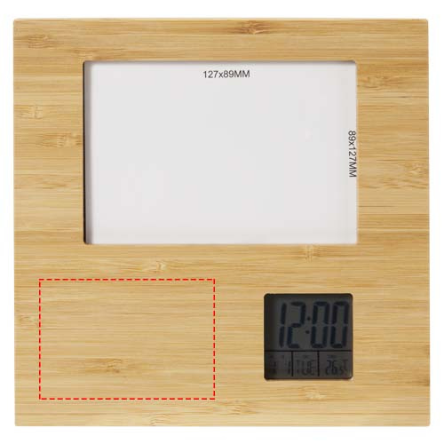 Cadre photo en bambou avec thermomètre Sasa: Face avant · Gravure laser