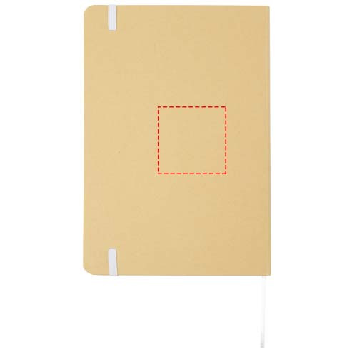 Carnet A5 Nelida à couverture rigide en carton recyclé: Face arrière · Tampographie