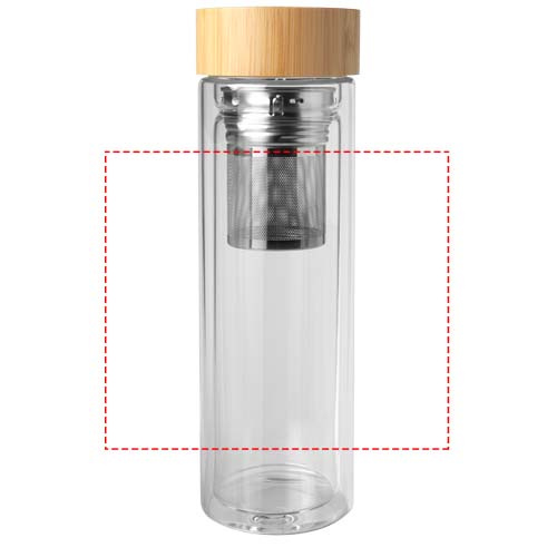 Bouteille à infusion Bailey de 400 ml en verre borosilicaté avec couvercle en bambou: Tout autour · Sérigraphie circulaire
