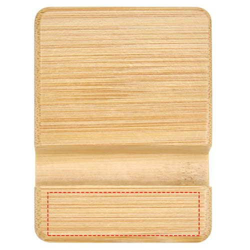 Support de téléphone Ebla en bambou: Dessous · Gravure laser