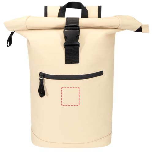 Sac à dos à fermeture enroulable extensible Resi Plus 15 pouces en matières recyclées GRS, 18 L: Poche · Broderie — variante « fixed »