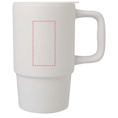 Mug Carter en céramique 450 ml avec couvercle en plastique: Face avant · Gravure laser