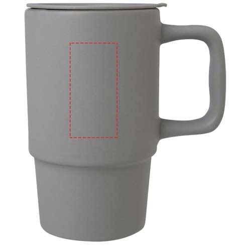 Mug Carter en céramique 450 ml avec couvercle en plastique: Face avant · Gravure laser