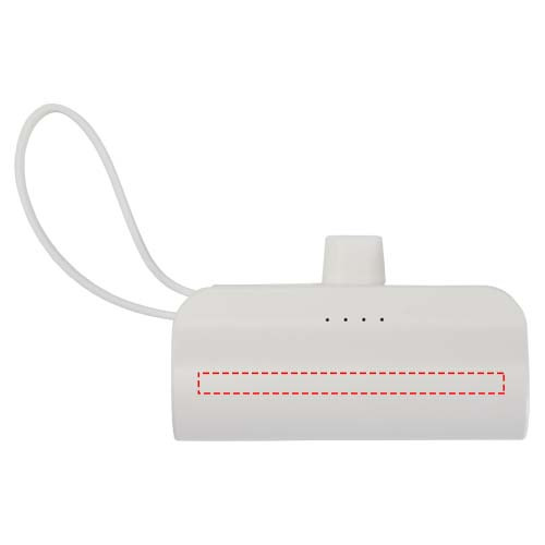 Batterie externe Type-C Alnair 5000 mAh 10 W en plastique recyclé avec support rabattable et câble 2 en 1 intégrés: Face avant · Impression numérique