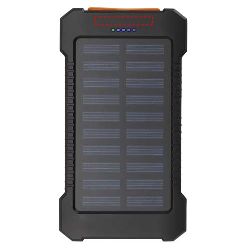 Batterie externe solaire robuste Altair 5000 mAh 10 W en plastique recyclé avec lampe torche intégrée: Face avant · Tampographie